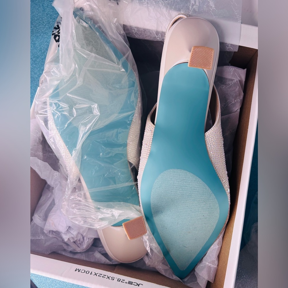 Betsey Johnson Blue by Betsey Johnson Clark Iridescent Pearl Slingback Pumps 11W - Picture 12 of 14